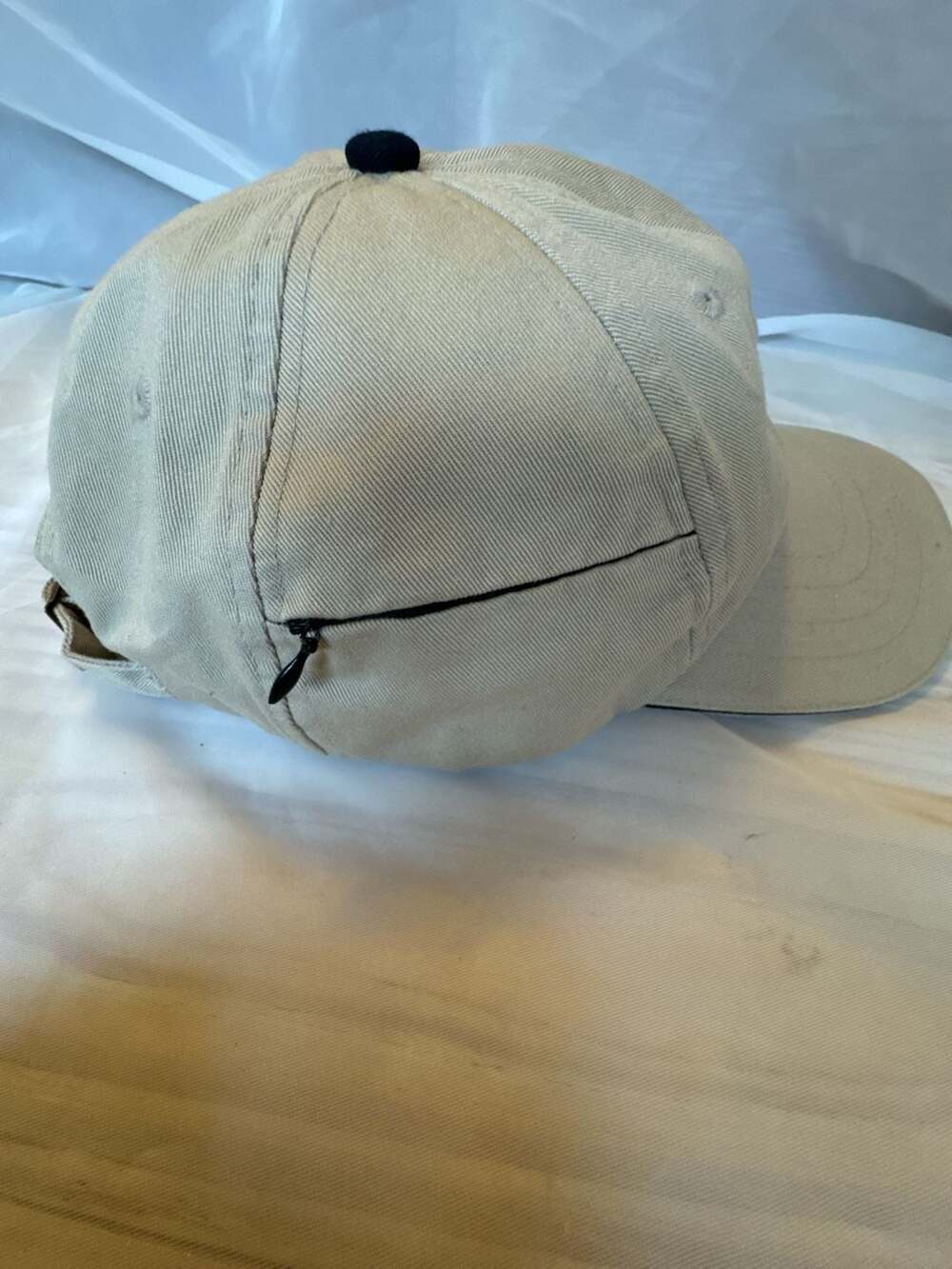 Beige Corgi Embroidered Baseball Cap with Secret Stash Zipper Pocket - Picture 5 of 8